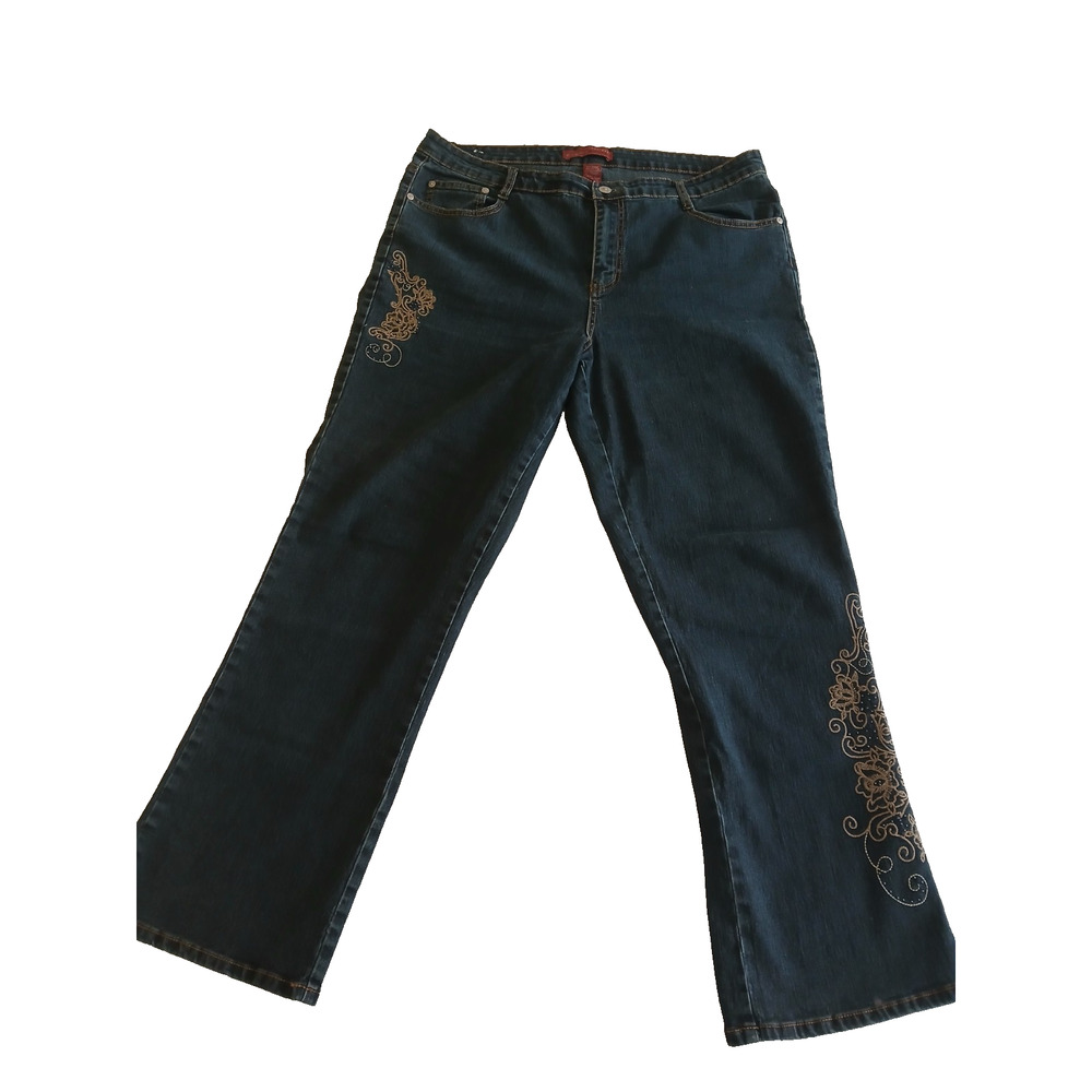 Cosmopolitan Jeans Womens Plus 20 Dark Wash Embroidered Bootcut Y2K Denim